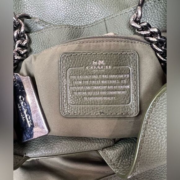Coach Edie 31 Shoulder Bag Green Pebbled Leather Chain Strap Tote 36855 - Picture 15 of 16
